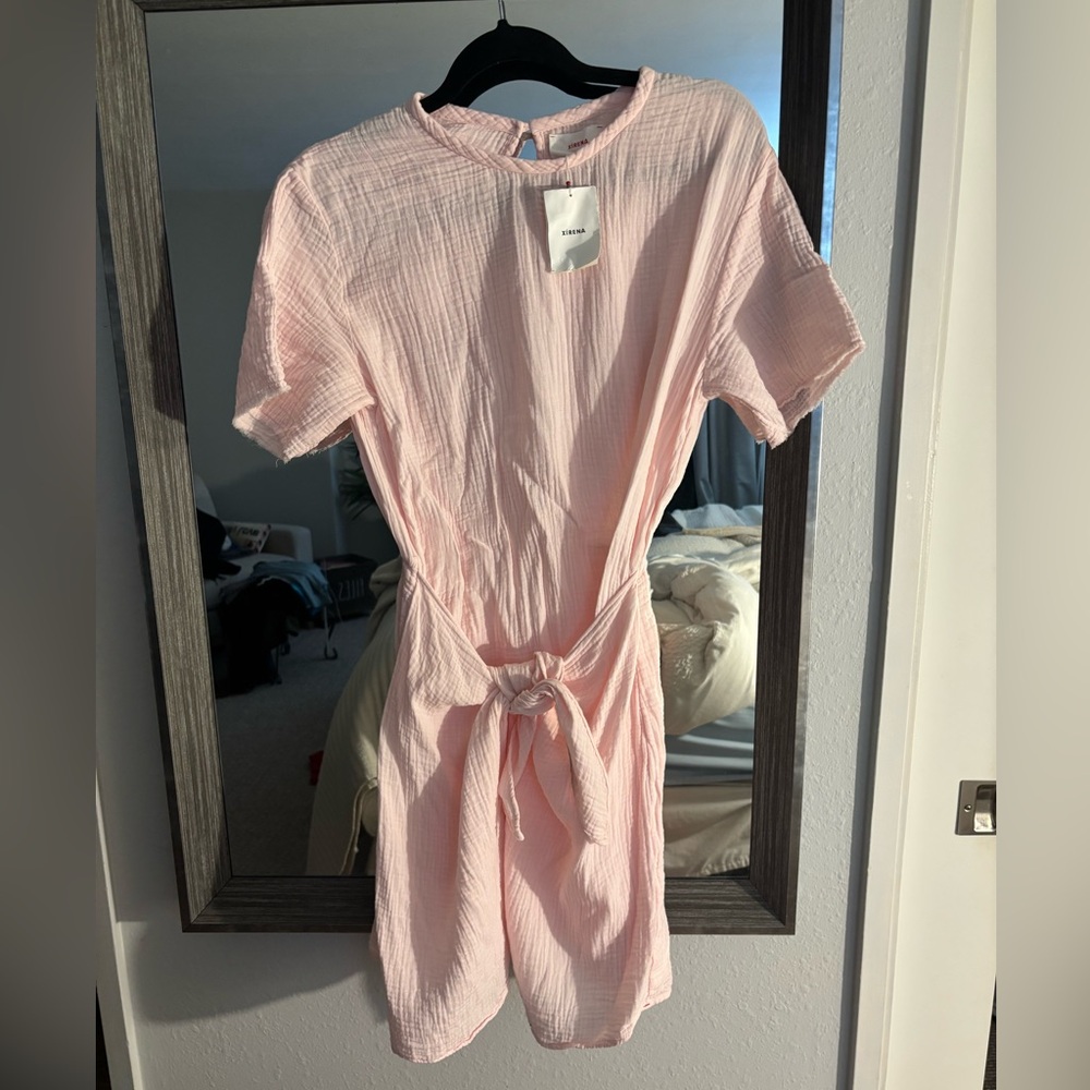 NWT XIRENA Pink Short Sleeve Tie-Front Dress SMALL - Picture 3 of 5